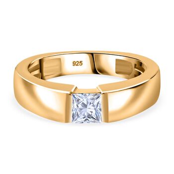 Moissanit Ring 925 Silber Gelbgold Vermeil (Gr&ouml;&szlig;e 16.00) ca. 0,37 ct