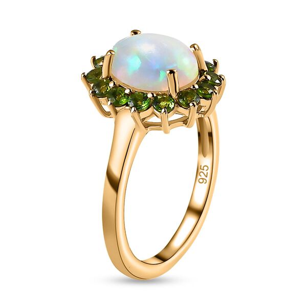 AA nat&uuml;rlicher, &auml;thiopischer Welo Opal und Chromdiopsid Ring und Anh&auml;nger image number 6