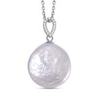 Weiße Keshi Perle, Weißer Zirkon Schmuckset 925 Silber, 925 Silber rhodiniert