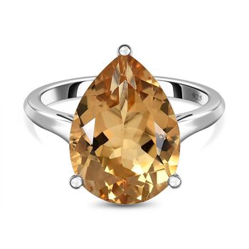 Citrin-Ring, 925 Silber platiniert (Gr&ouml;&szlig;e 18.00) ca. 8,30 ct