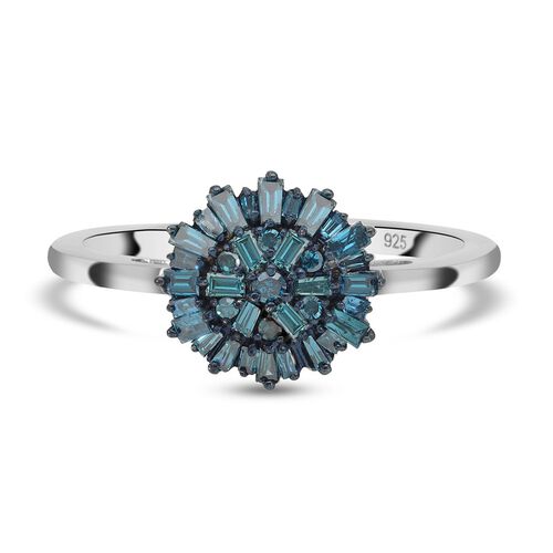 Blauer Diamant-Ring, 925 Silber platiniert  ca. 0,50 ct image number 0