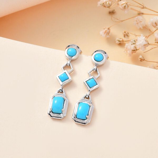 AA Amerikanische Nat&uuml;rliche Sleeping Beauty T&uuml;rkis Ohrringe 925 Silber rhodiniert ca. 1.83 ct image number 2