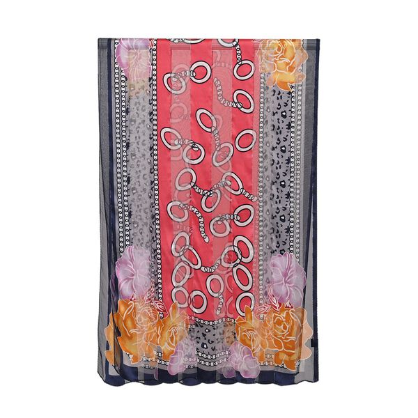 LA MAREY 100% Maulbeerseiden Schal, Schwarz-rot image number 2