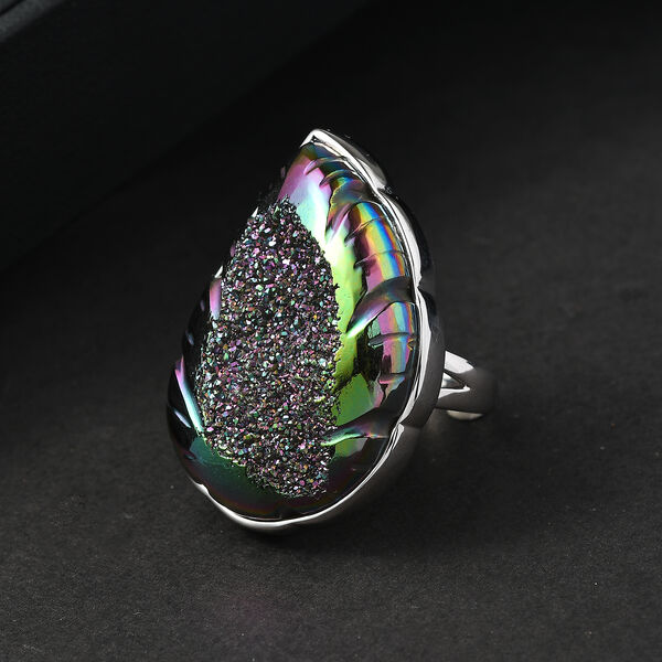 Sajen Silber-Fenster Drusy Wald Ring 925 Silber rhodiniert (Gr&ouml;&szlig;e 21.00) ca. 44.00 ct image number 1