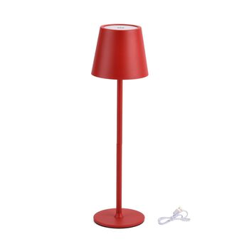 Metall-Tischlampe, wiederaufladbar, dimmbar, USB-Ladung, 110x380 mm, Rot