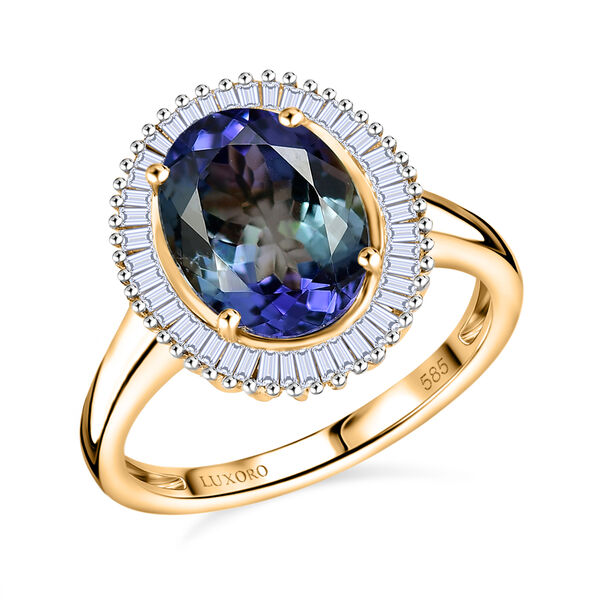 AAA Pfau Tansanit, Weißer Diamant Ring 585 Gold (Größe 17.00) (6-7 Werktage Lieferzeit) ca. 3.45 ct image number 4