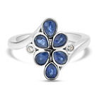 Kyanit und Zirkon Bypass Ring 925 Silber rhodiniert (Gr&ouml;&szlig;e 21.00) ca. 1,15 ct