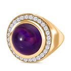 Afrikanischer Amethyst, weißer Zirkon Ring, 925 Silber vergoldet (Größe 16.00) ca. 9.38 ct