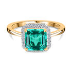 LUXURIANT DIAMOND - Lab Grown Kolumbianischer Smaragd, Lab Grown Diamant Ring 925 Silber 750 Gelbgold Vermeil (Größe 19.00) ca. 1.70 ct