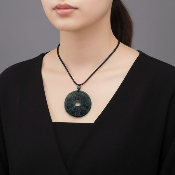 Natürlicher Olmek Jadeit Geldmünze begehrt Halskette Flexibles ( 71 cm) ca. 60.00 ct image number 2