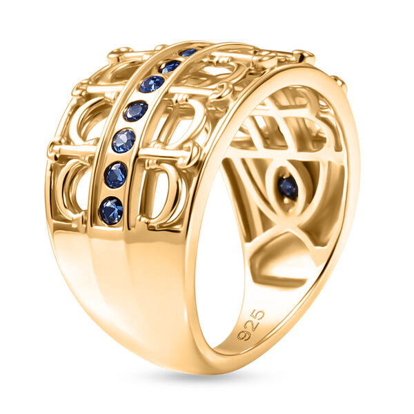 GP - Kanchanaburi Blauer Saphir Ring 925 Silber 750 Gelbgold Vermeil (Gr&ouml;&szlig;e 21.00) ca. 0,46 ct image number 5