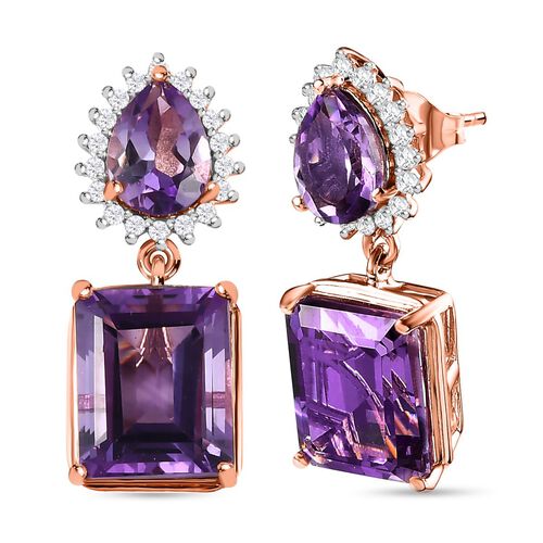 AAA Rose De France Amethyst und Zirkon Ohrringe - 11,74 ct. image number 0