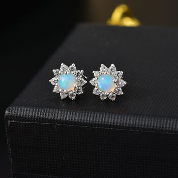 Nat&uuml;rliche, &auml;thiopische Welo Opal und Zirkon Ohrstecker - 0,93 ct.