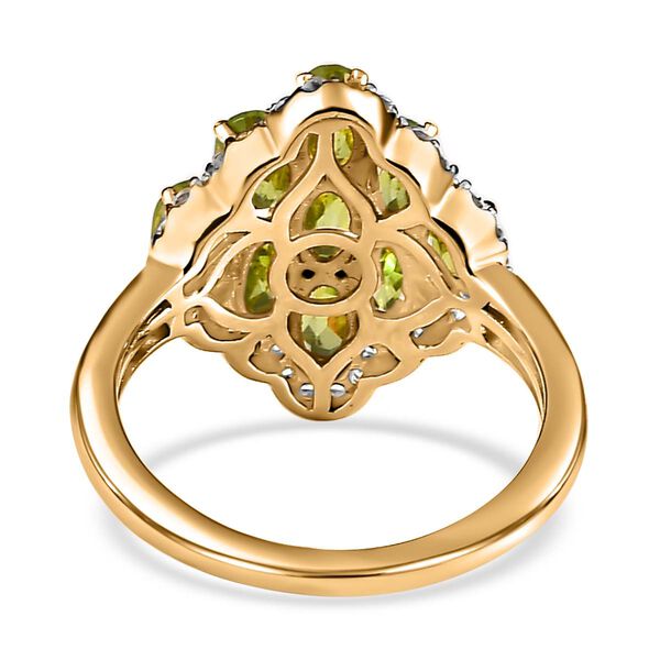 AA Natürlicher, italienischer Vesuvianit, Weißer Zirkon Ring, 925 Silber Gelbgold Vermeil, (Größe 20.00), ca. 2.88 ct image number 6