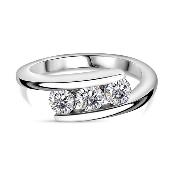 Moissanit Ring, 925 Silber rhodiniert - 0,67 ct.