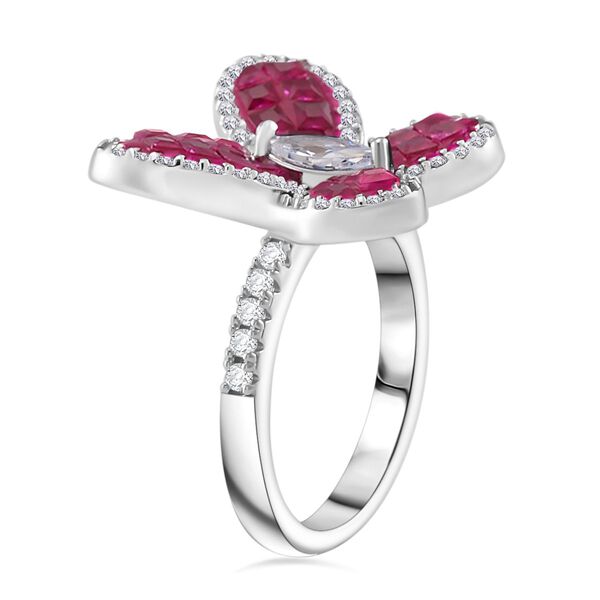 Rubin-Farbe und weißer Zirkonia Ring image number 4