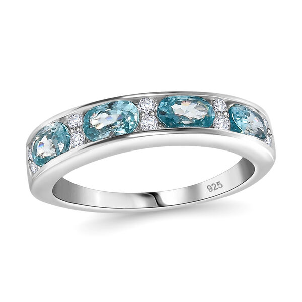 Blauer Zirkon, Wei&szlig;er Zirkon Ring 925 Silber rhodiniert (Gr&ouml;&szlig;e 20.00) ca. 1,62 ct image number 4