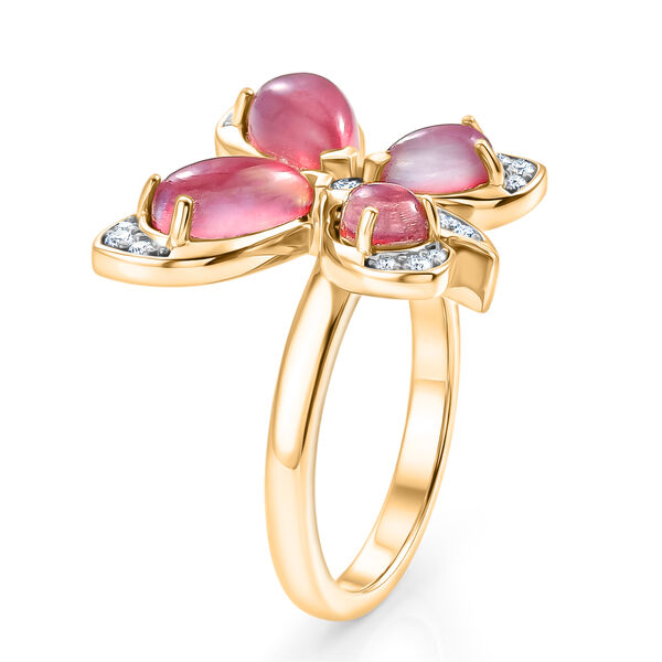 D'Joy Flamingo Mondstein Ring 925 Silber 750 Gelbgold vermeil (Gr&ouml;&szlig;e 18.00) ca. 3,08 ct image number 4