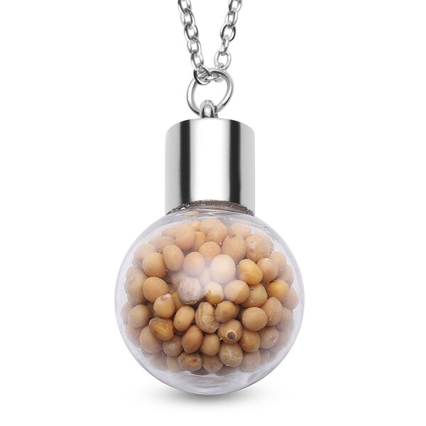 Senfkorn Anh&auml;nger mit Kette ca. 50 cm Edelstahl