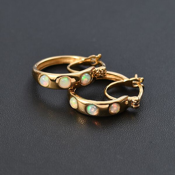 AA natürlicher, äthiopischer Welo Opal Ohrringe, 925 Silber vergoldet -  0,49 ct. image number 3