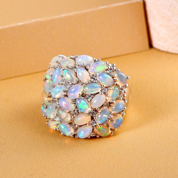 Nat&uuml;rlicher, &auml;thiopischer Welo Opal und wei&szlig;er Zirkon-Ring - 5,62 ct. image number 2