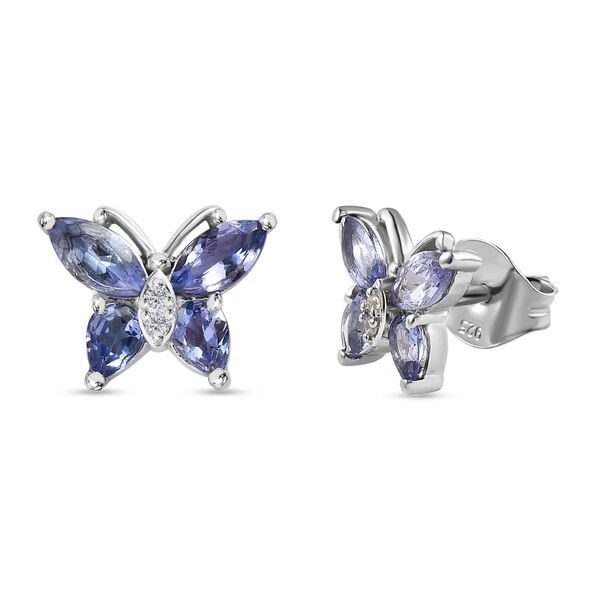 Tansanit und Zirkon Ohrringe - 1,58 ct.