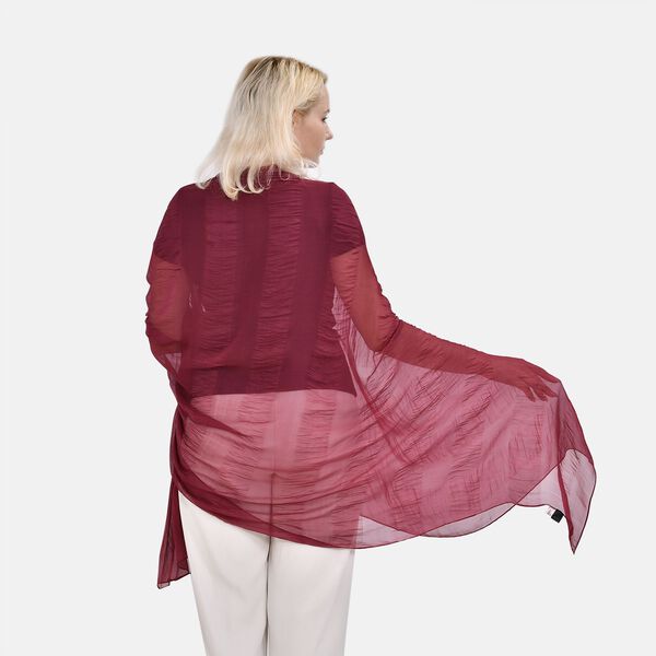LA MAREY &ndash; 100% Maulbeeren-Seidenschal, Chiffon, 110x200cm, rot image number 6