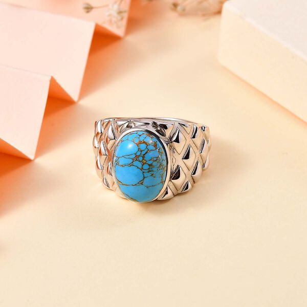 Blaues Türkis Ring Messing (Größe 17.00) ca. 5,54 ct image number 2