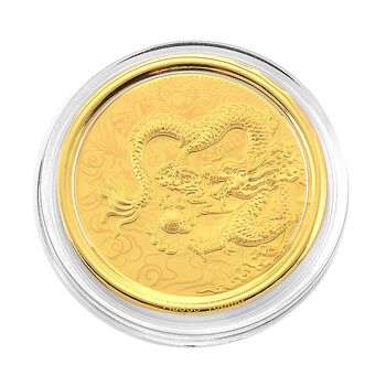 999er Goldm&uuml;nzefolie mit Drachenmotiv und Regenbogen-Designlinie, 100mg