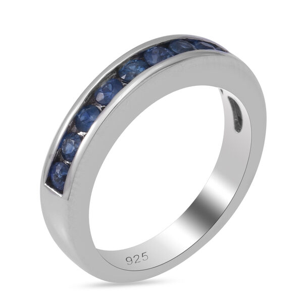 Blau Saphir Half Eternity Band Ring 925 Silber Platin-Überzug image number 3