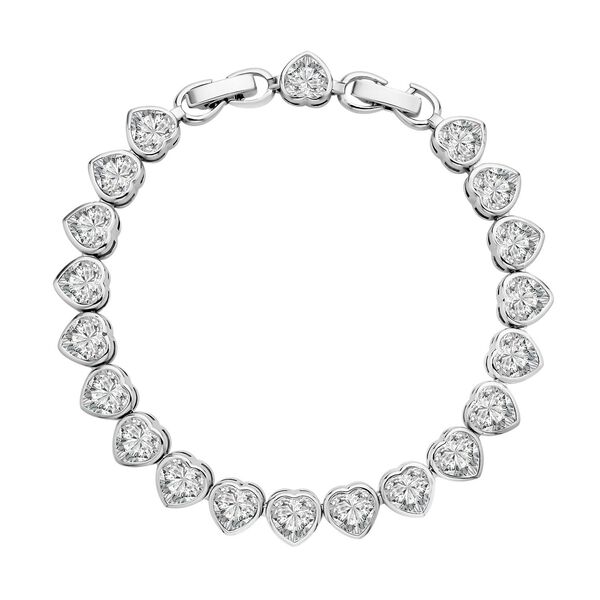 Wei&szlig;es Zirkonia-Herz-Armband, 19 cm - 10 ct.