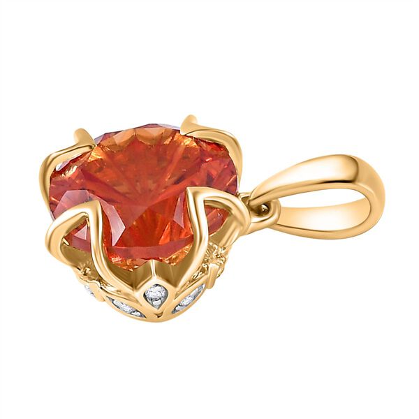Labor Padparadscha-Saphir und Zirkon Anh&auml;nger - 5,37 ct. image number 4