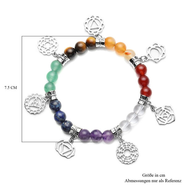 7 Chakra Charm-Armband mit mehrfarbigen Edelsteinen, ca. 18 cm, goldfarben ca. 71.50 ct image number 4