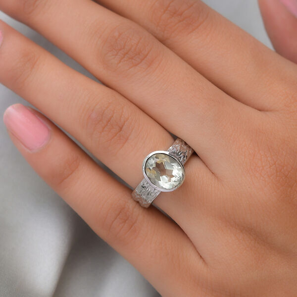 Prasiolith-Ring, reiner Edelstahl  ca. 2,47 ct image number 3