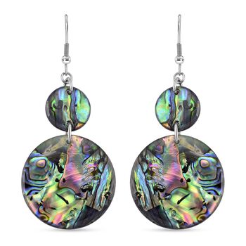 Abalone Muschel Ohrringe, Reiner Edelstahl, silberfarben