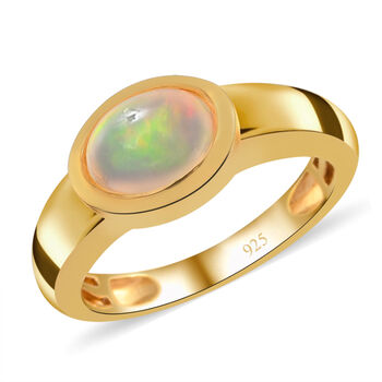 Nat&uuml;rlicher, &auml;thiopischer Opal-Ring, 925 Silber Gelbgold Vermeil  ca. 0,80 ct