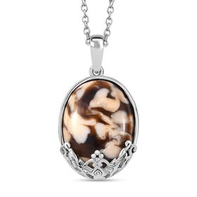 Erdnuss Holz Jaspis Anhänger mit Kette, ca. 20.00 ct