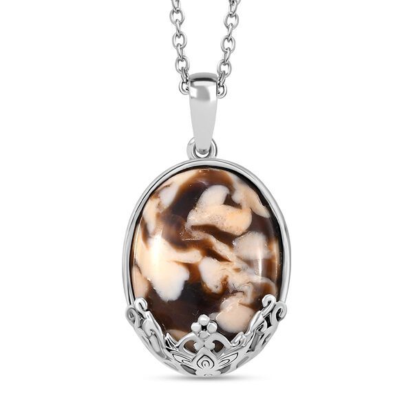 Erdnuss Holz Jaspis Anhänger mit Kette, ca. 20.00 ct image number 0
