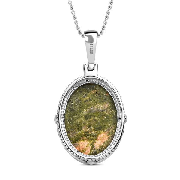 Unakite Anh&auml;nger mit Kette, Edelstahl, ca. 25.55 ct image number 4