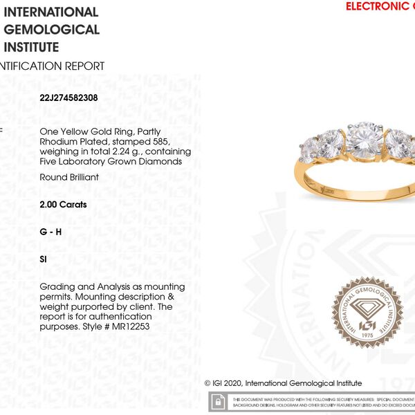 LUXORO IGI zertifizierter SI GH Labor Diamant Ring in 585 Gelbgold - 2 ct. image number 7
