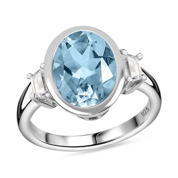 Himmelblauer Topas und Zirkon Ring - 3,14 ct.