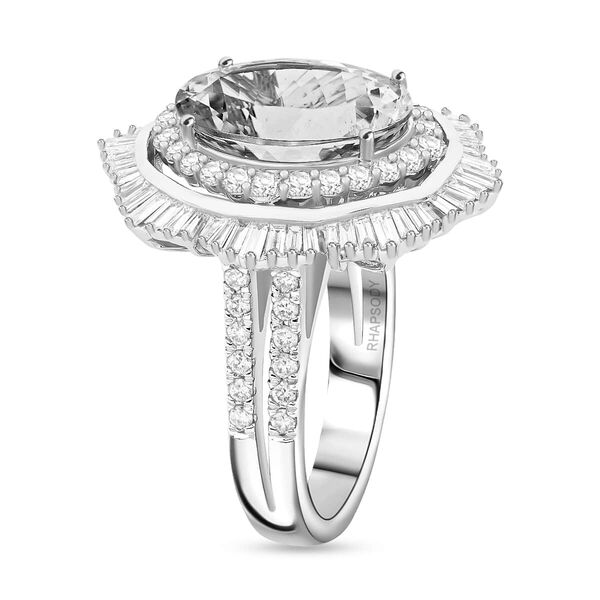 Chairman's Vault Collection - zertifiziert und geprüft RHAPSODY AAAA Santamaria Aquamarin und VS-EF Diamant Ring in 950 Platin - 7,10 ct. image number 2