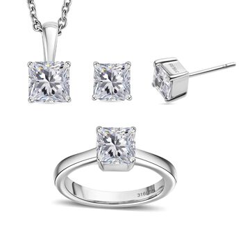 Wei&szlig;es Zirkonia-Schmuckset