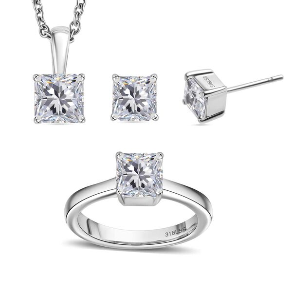 Wei&szlig;es Zirkonia-Schmuckset