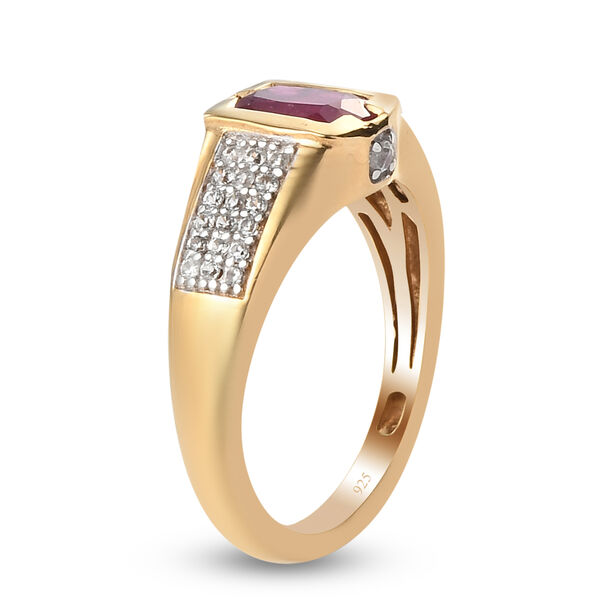 Afrikanischer Rubin und Zirkon Ring 925 Silber vergoldet  ca. 1,65 ct image number 5