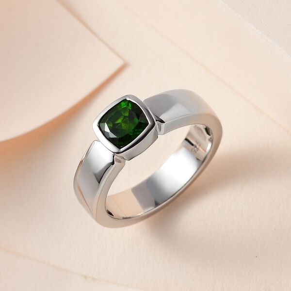 Nat&uuml;rlicher Chromdiopsid Ring, 925 Silber platiniert (Gr&ouml;&szlig;e 17.00) ca. 0.98 ct image number 1