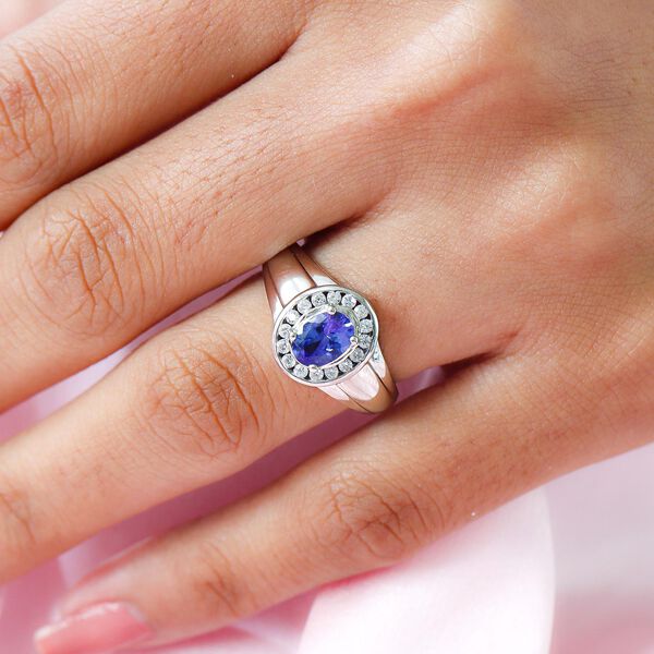 AAA Tansanit und Zirkon Halo Ring - 1,13 ct. image number 3