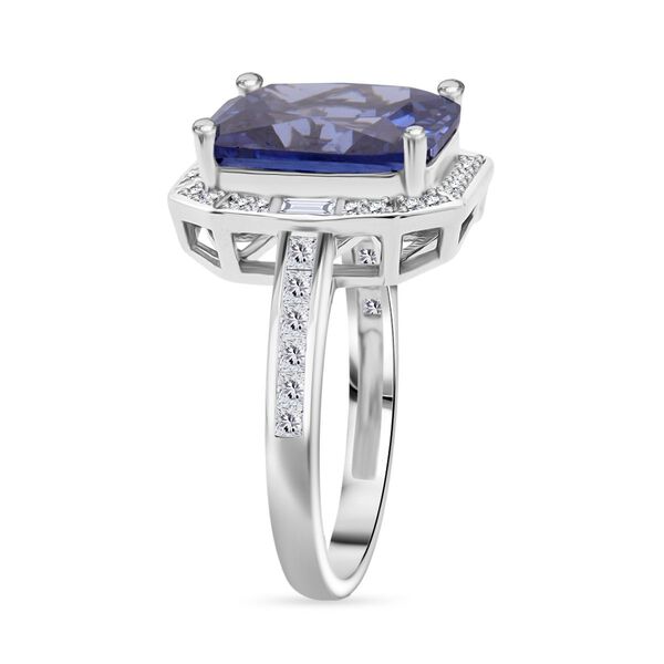 LUSTRO STELLA Blauer Saphir-farbener und weißer Zirkonia Ring - 11,70 ct. image number 4
