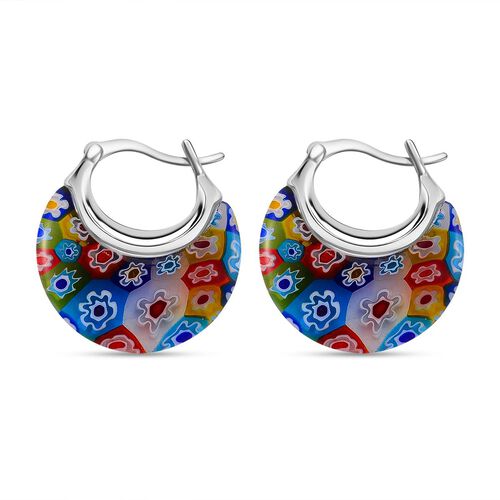 Blaue Murano-Stil Glas Huggie-Ohrringe