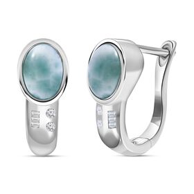 AA Natürliche grüne Larimar und Diamant Ohrringe - 1,99 ct.